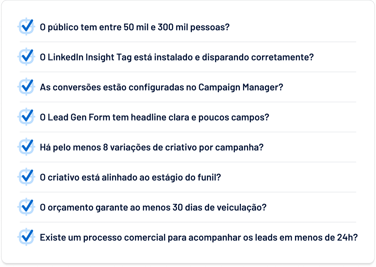 Checklist para evitar erros comuns no LinkedIn Ads