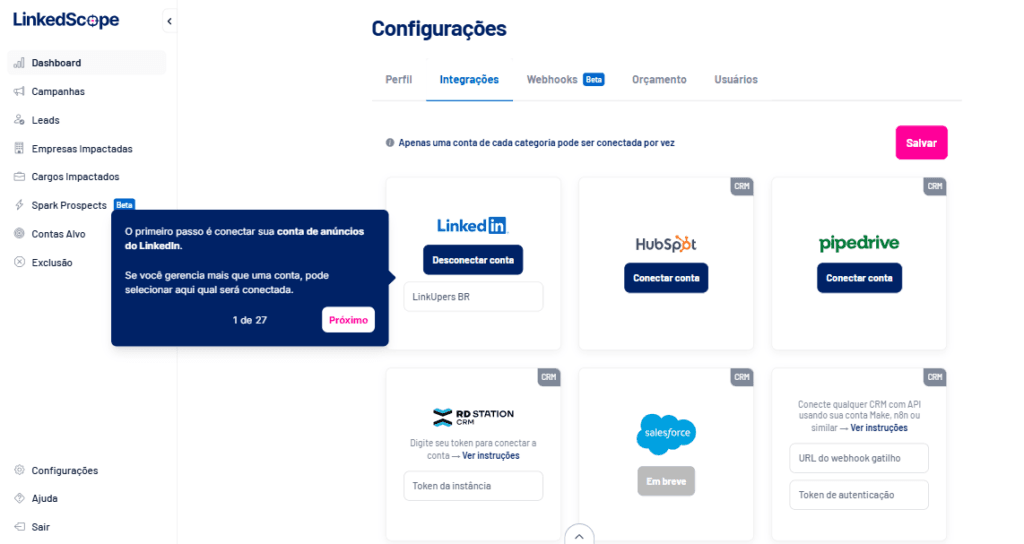 Integração LinkedIn Ads CRM