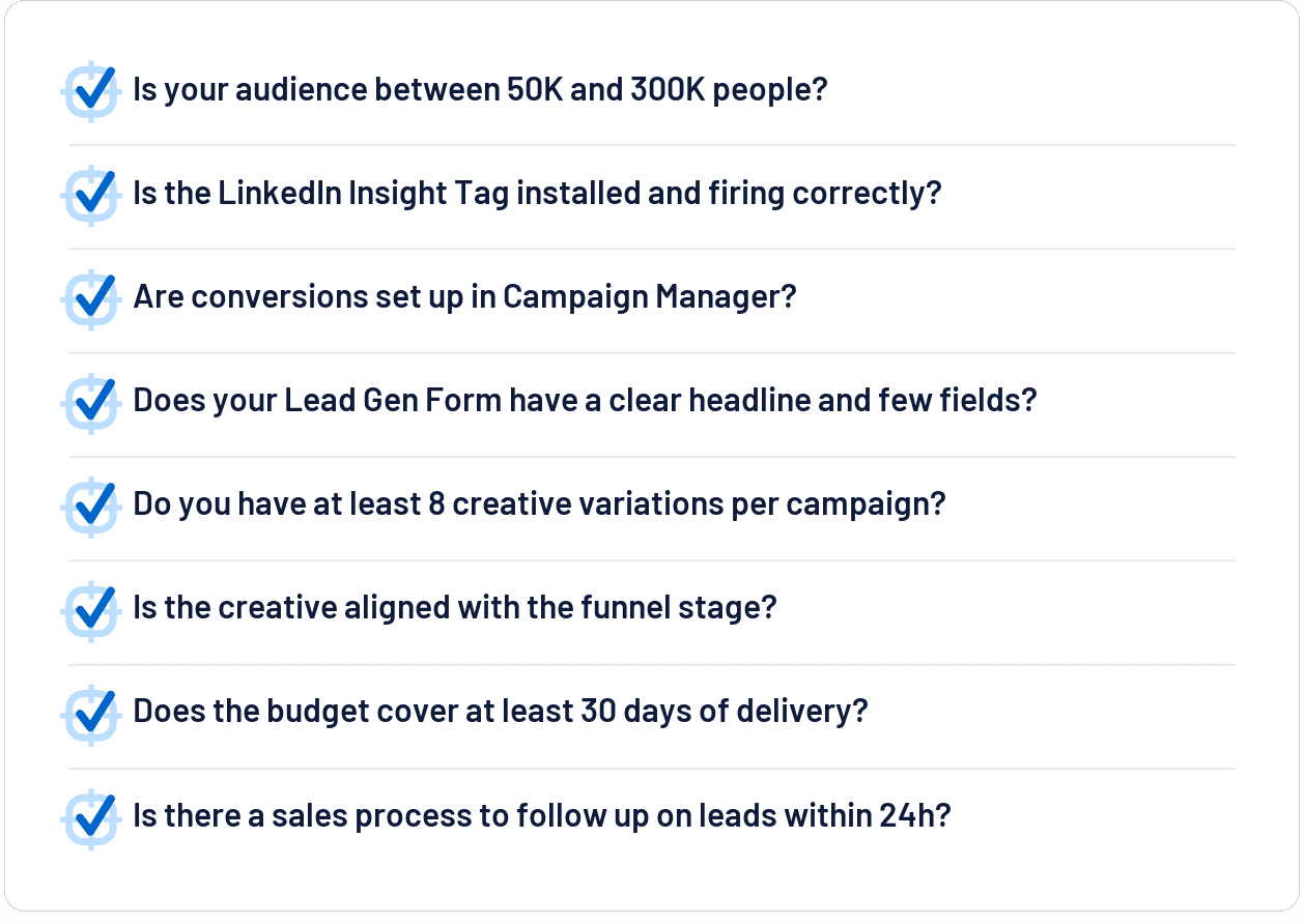 Checklist to avoid common LinkedIn Ads mistakes