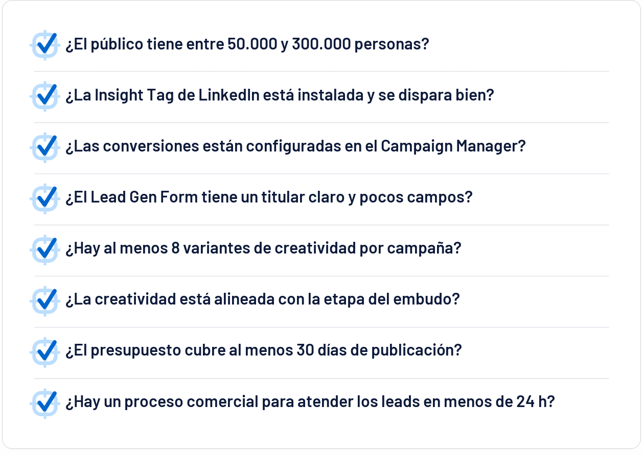 Checklist para evitar errores comunes en LinkedIn Ads