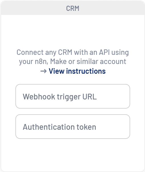 Any CRM card on the Integrations tab