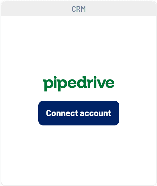 Pipedrive card on the Integrations tab