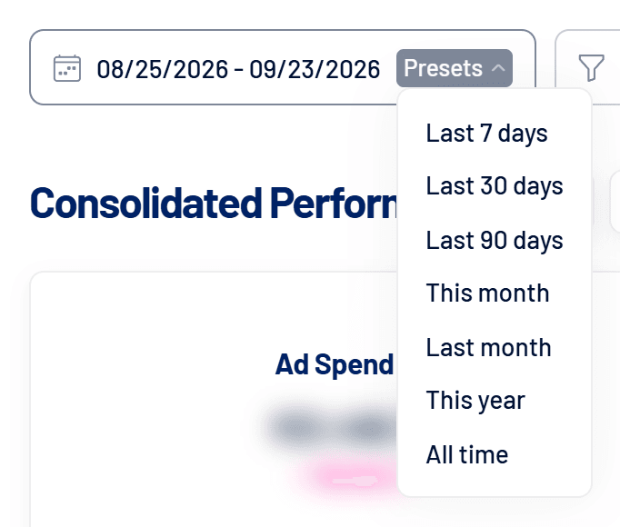 Date range picker with its presets