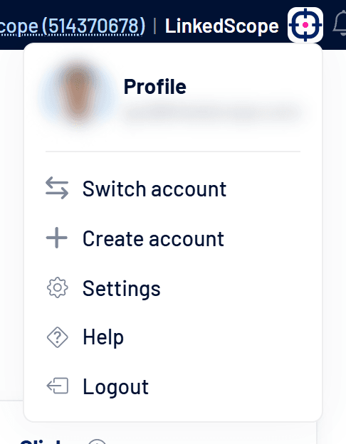 Profile menu in the top-right corner