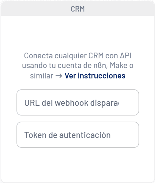 Tarjeta de Any CRM en la pestaña Integraciones