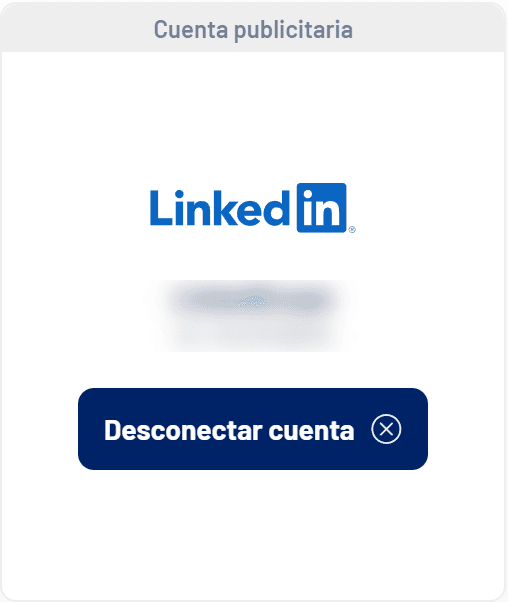 Tarjeta de LinkedIn Ads conectada (datos ocultos)