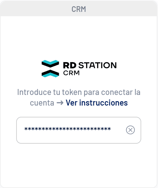 Tarjeta de RD Station CRM en la pestaña Integraciones