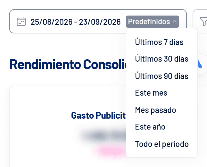 Selector de período con los predefinidos