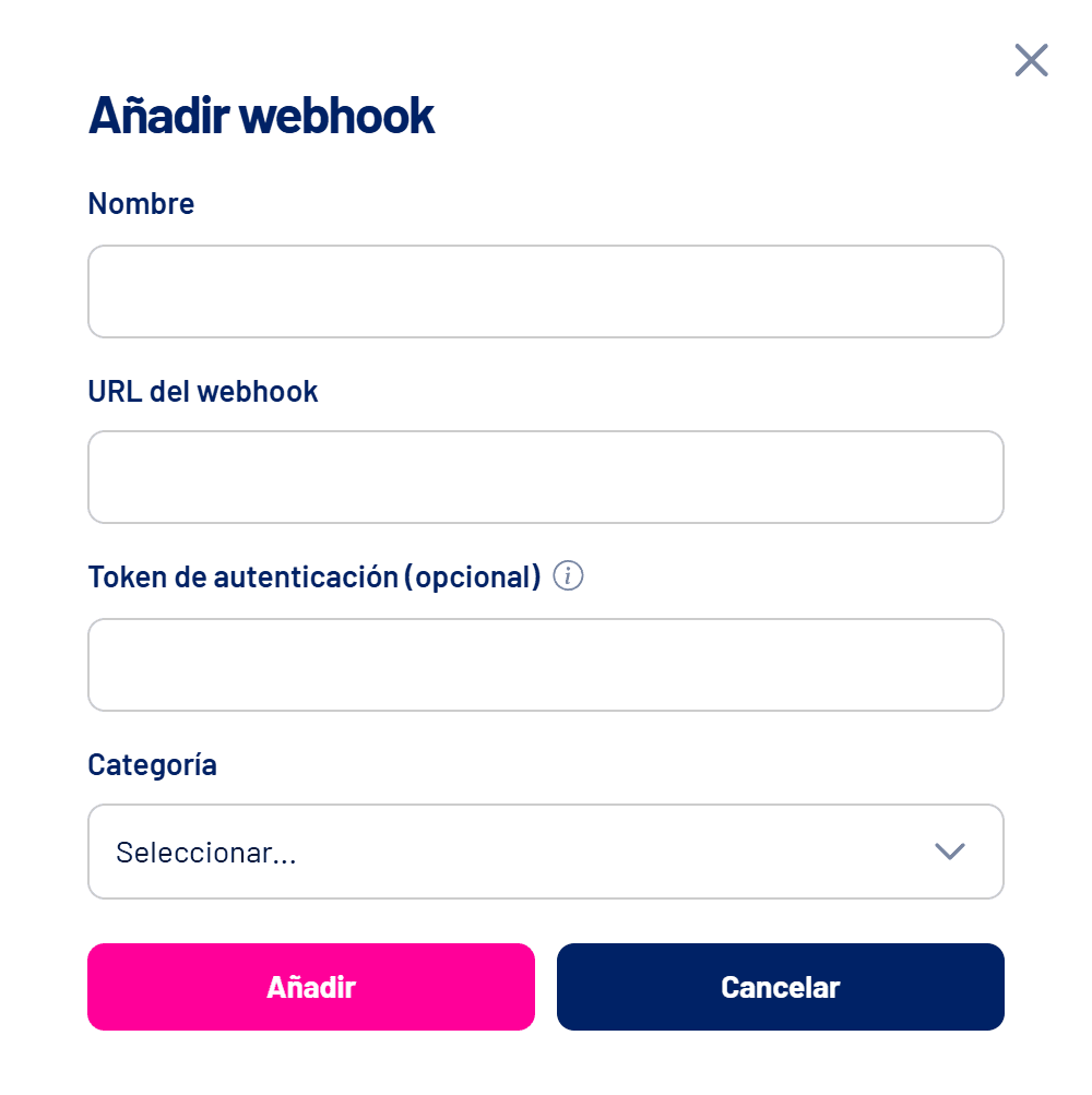 Ventana Añadir webhook