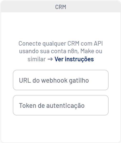 Card do Any CRM na aba Integrações