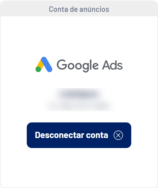 Card do Google Ads conectado (dados ocultos)