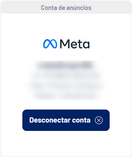 Card do Meta conectado com conta, Pixel e Página (dados ocultos)