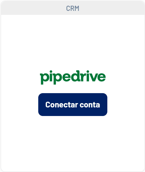 Card do Pipedrive na aba Integrações