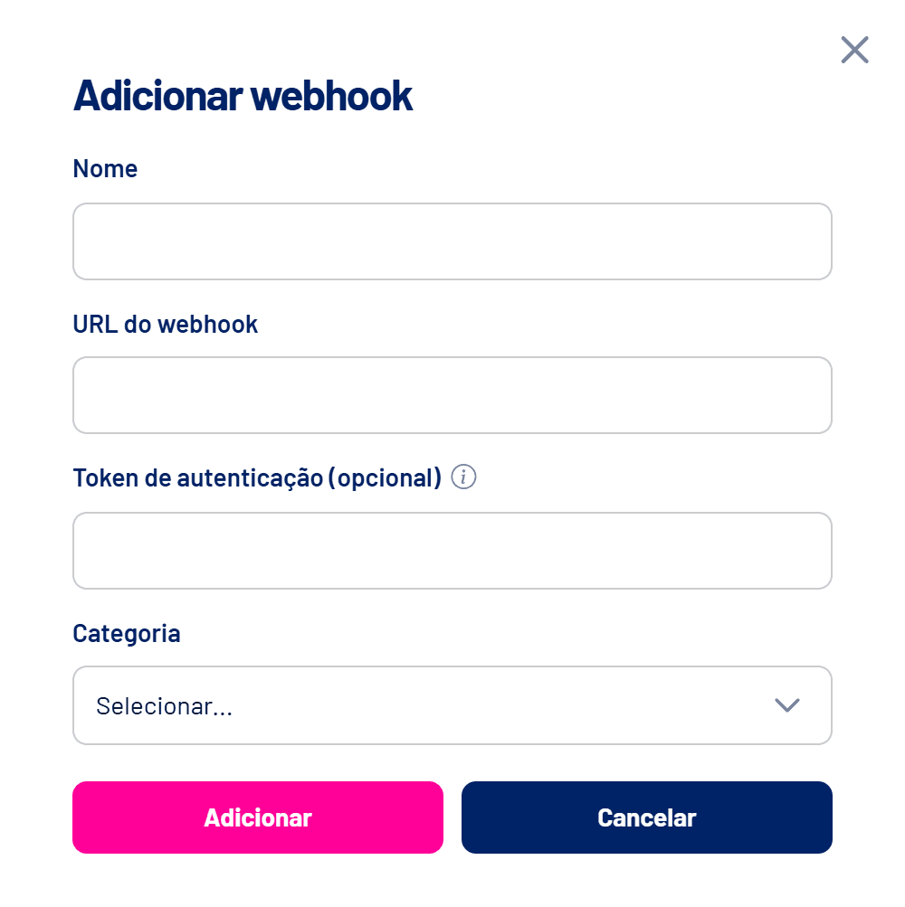 Janela Adicionar webhook
