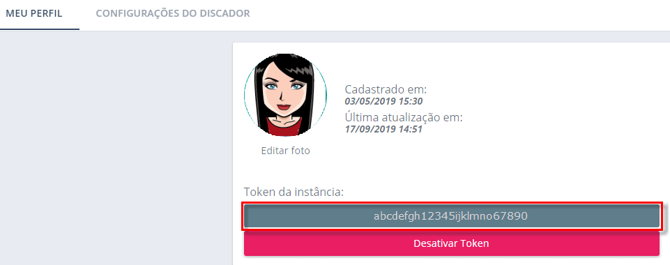 Campo Token da instância (token de la instancia) en el perfil de RD Station CRM